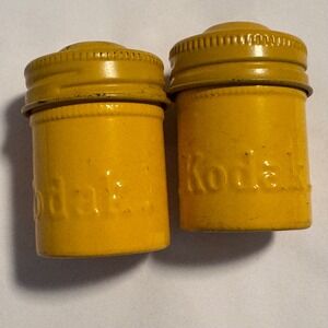Vintage Kodak Embossed Yellow 35mm Film Canister‎ Containers Lids Set of 2